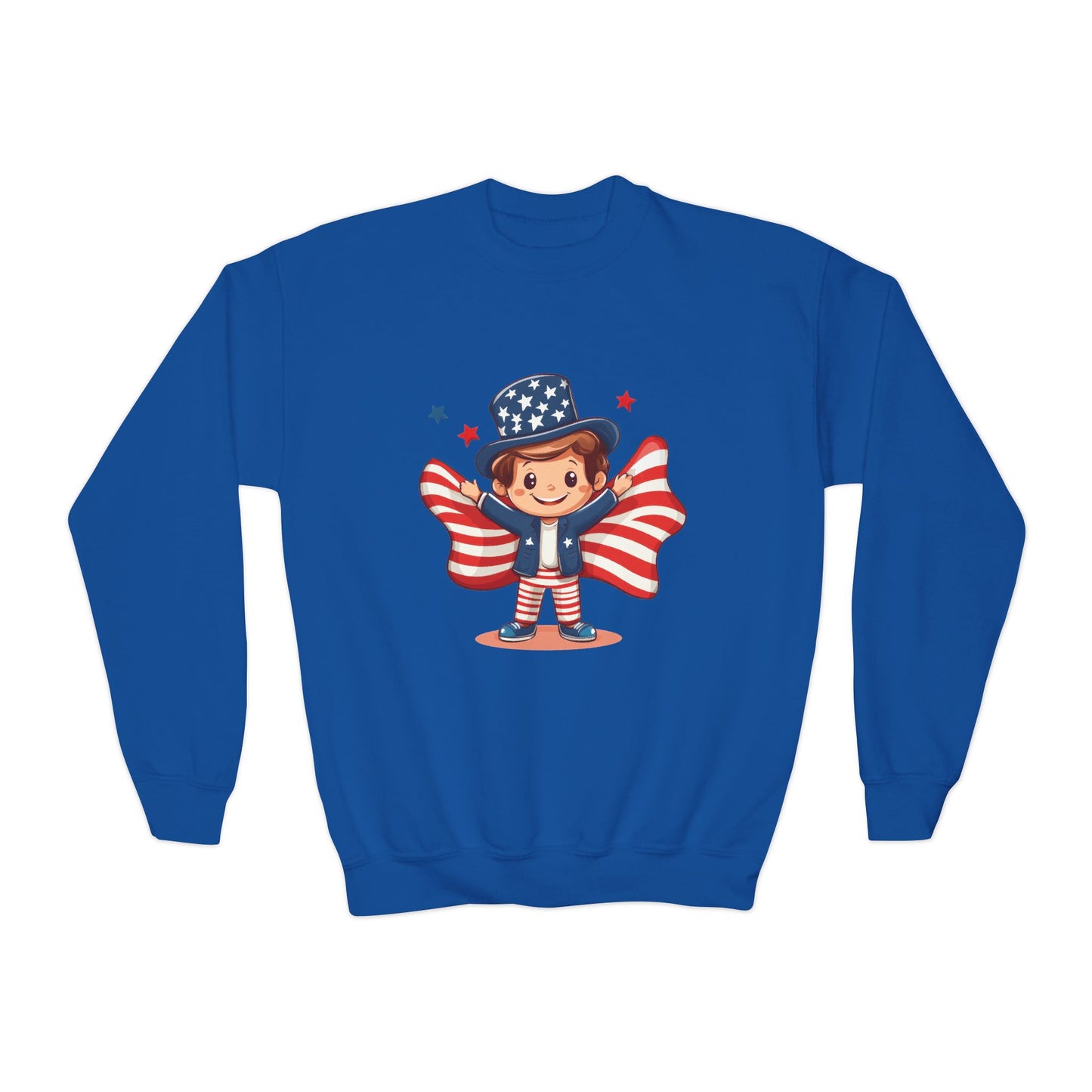 Patriotic Youth Crewneck Sweatshirt, Kids Flag Sweatshirt, July 4th Outfit, Independence Day Gear, Americana Sweatshirt, Holiday Clothing
