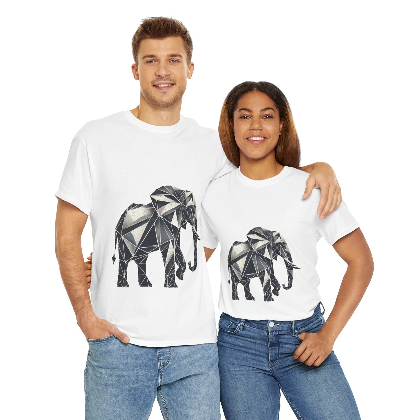 Geometric Elephant Tee - Minimalist Art Shirt, Nature Lover Gift, Animal Print T-Shirt, Unisex Cotton Tee, Eco-Friendly Wear