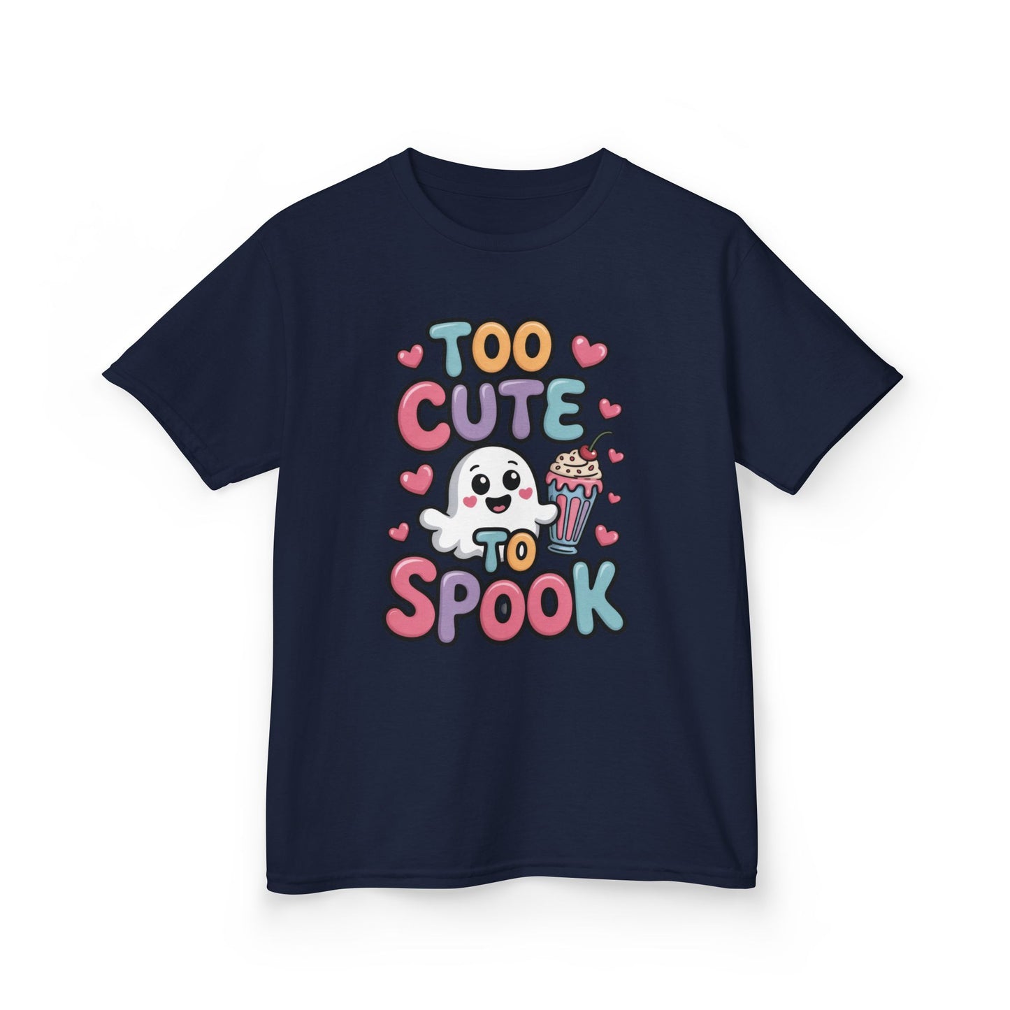 Kids Too Cute To Spook T-Shirt, Cute Ghost Milkshake Shirt, Kawaii Halloween Tee for Boys & Girls