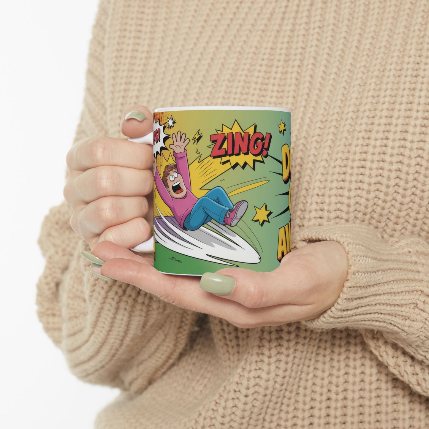 Funny Comic Mug, Dont Trip Over My Awesomeness, Bold Confidence Coffee Cup, Colorful Humor Gift, Cartoon Style Mug, Gift for Coffee Lovers