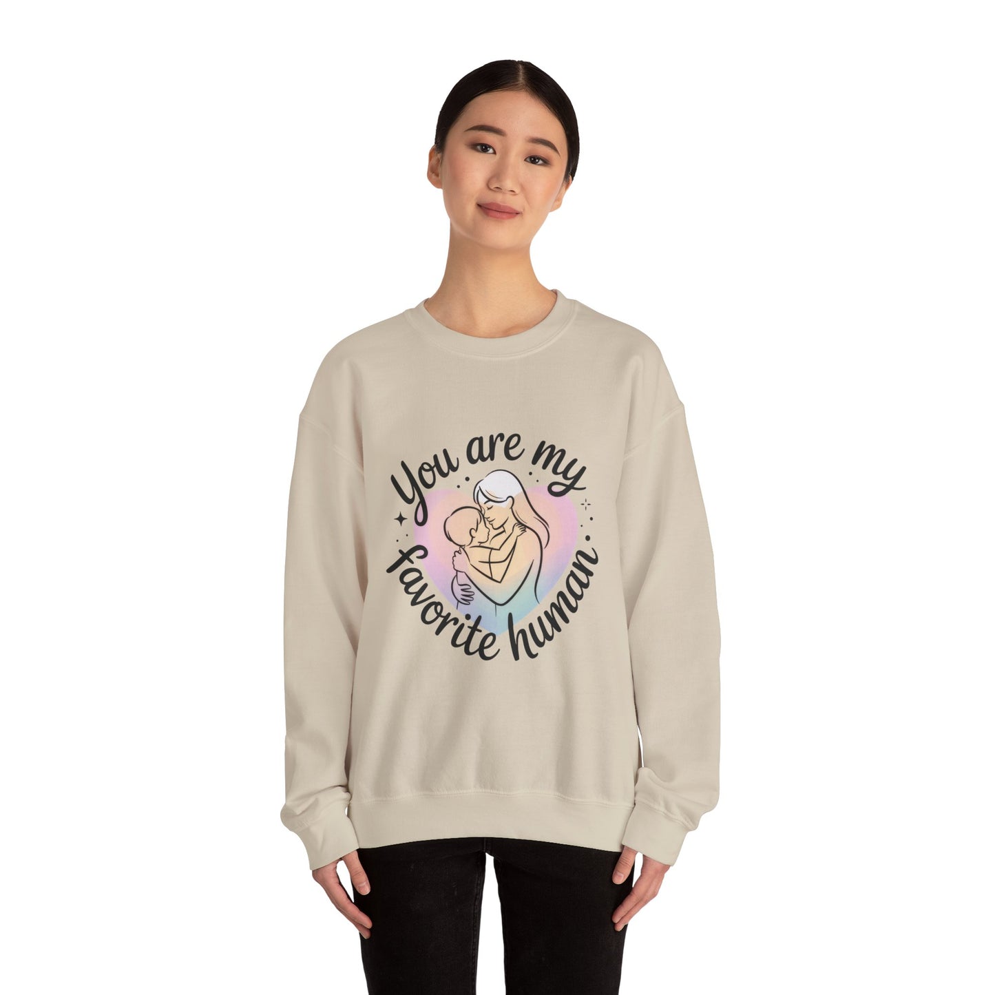 You Are My Favorite Human Mom Sweatshirt, Cute Pastel Heavy Blend Crewneck for Mothers Day, Cozy Gift for Moms, Mothers Day Gift