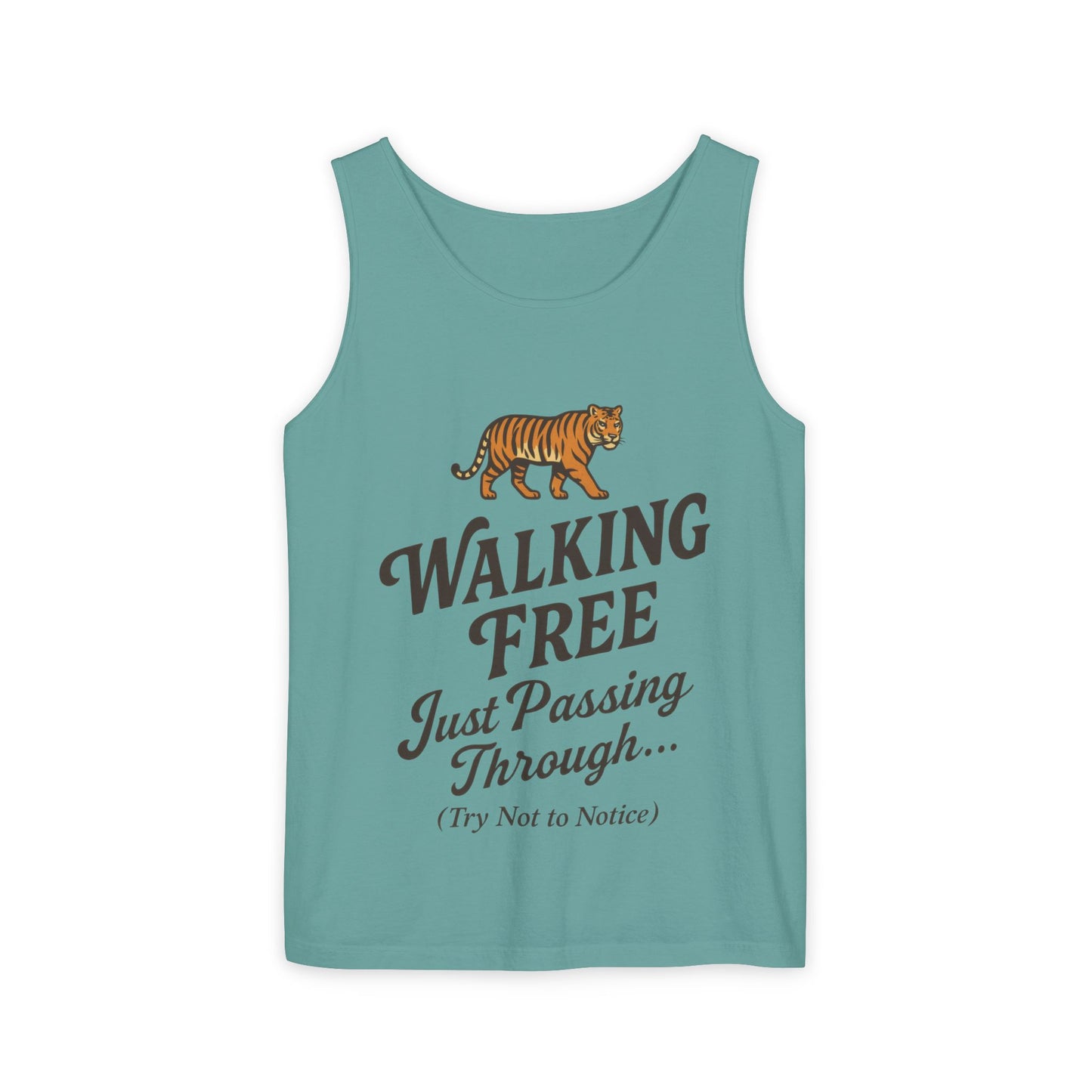 Walking Free Mens Tiger Tank Top, Funny Sleeveless Shirt - Wild Animal Summer Top, Mens Beachwear, Gift for Wild Life Lovers