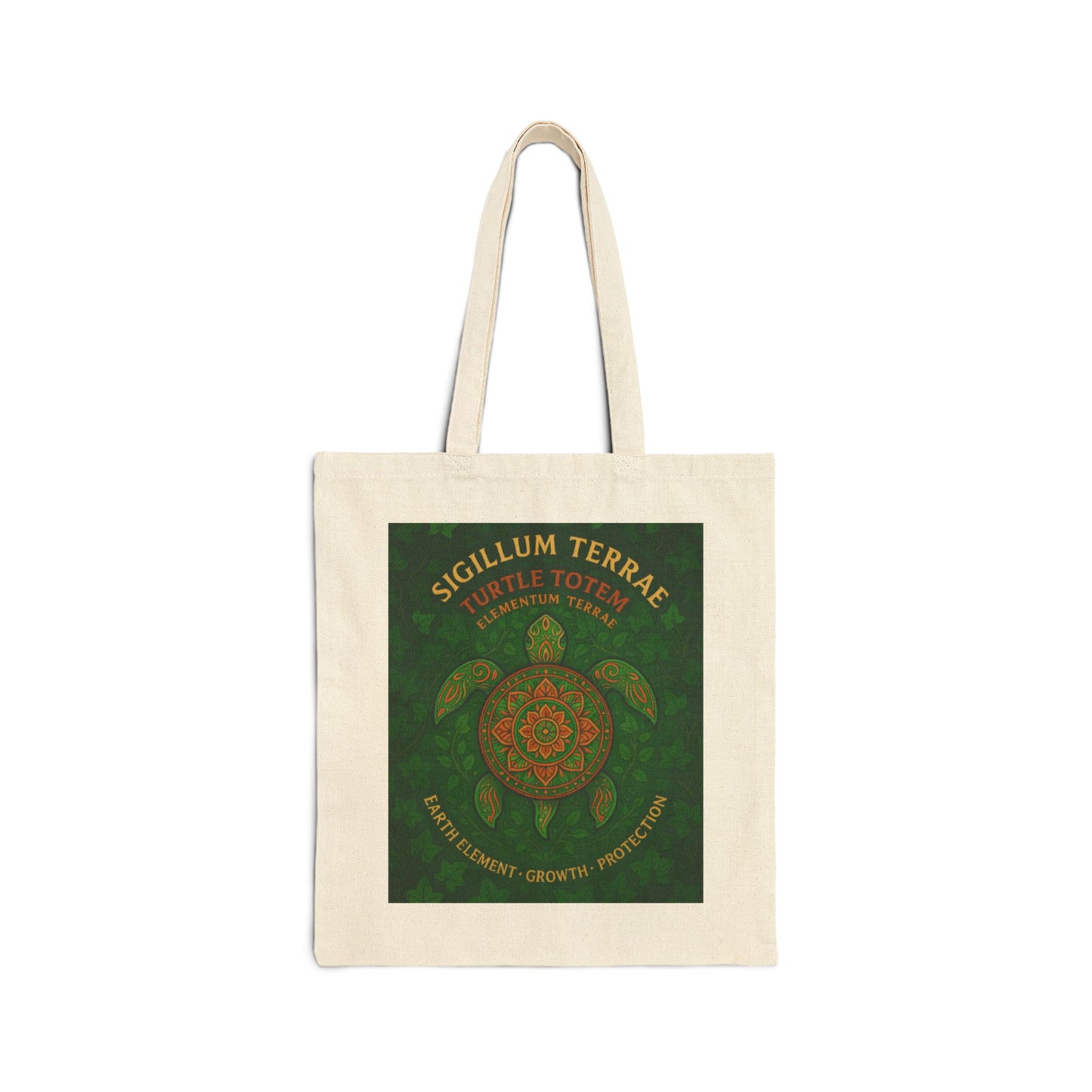 Earth Element Turtle Mandala Tote Bag, Sigillum Terrae, Growth & Protection, Four Elements Series Canvas Bag, Gift for Nature Lovers