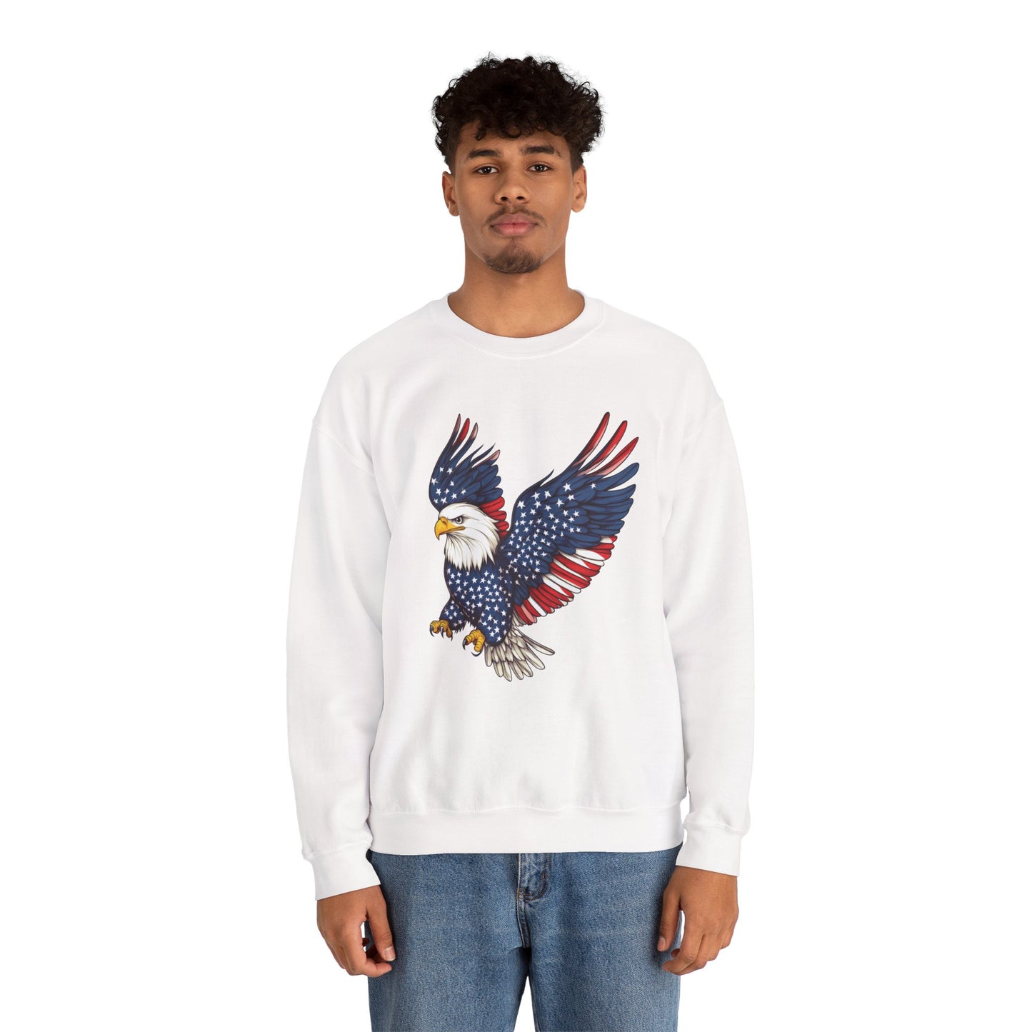 Patriotic Eagle Sweatshirt, Unisex Crewneck, USA Pride Apparel, Cozy Everyday Wear, Perfect for Independence Day, Gift for Patriots