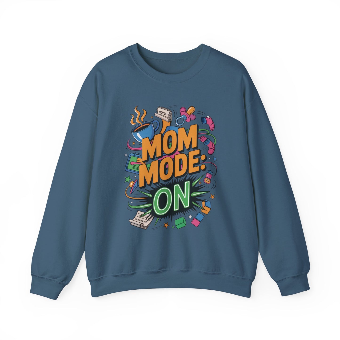Mom Mode On Crewneck Sweatshirt, Gift for Mom, Mother's Day Humor T-Shirt, Cute Mama Life Graphic Tee, Mother's Day Gift