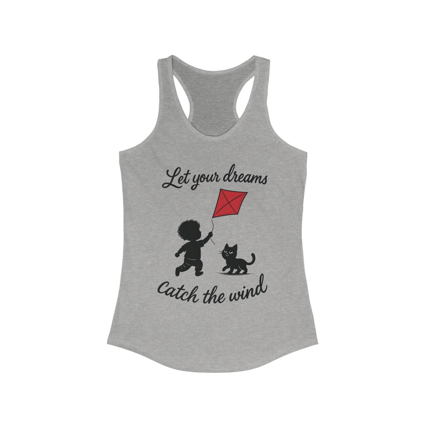 Inspirational Women's Racerback Tank - "Let Your Dreams Catch the Wind" - Motivational Workout Top, Summer Wear, Gift for Dreamers