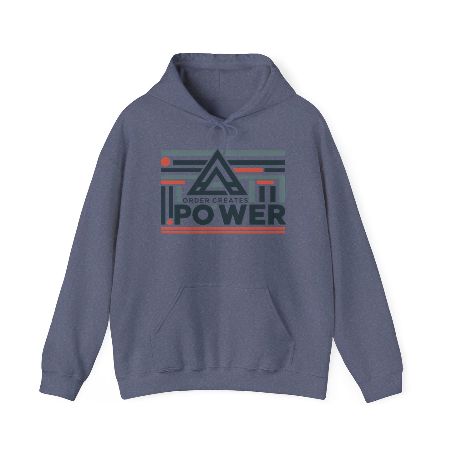 Men's Hoodie Order Creates Power, Geometric Minimal Motivational Graphic Pullover Hoodie, Mens Heavy Blend™ Hooded Sweatshirt