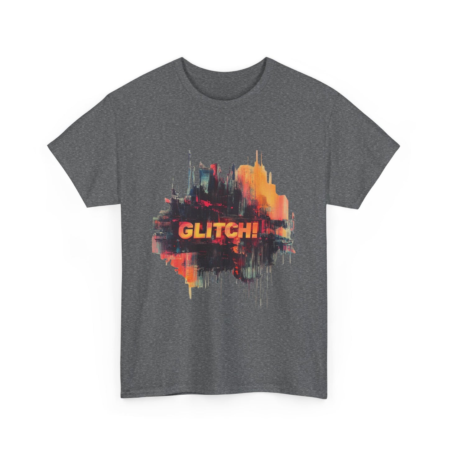 Glitch Art Unisex Heavy Cotton Tee, Trendy Graphic Top, Gift for Tech Lovers, Abstract Street Style Graphic Tee,Techcore Aesthetic Shirt