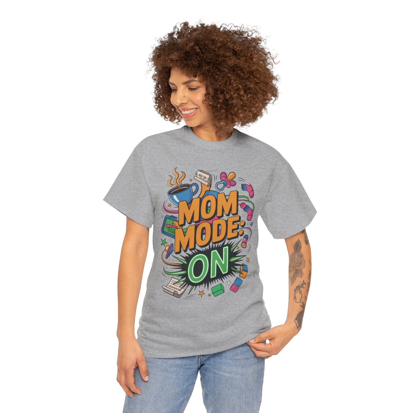 Mom Mode ON Cotton Tee, Funny Mom T-Shirt, Gift for Mothers, Parent Life Apparel, Mother's Day Humor T-Shirt, Cute Mama Life Graphic Tee