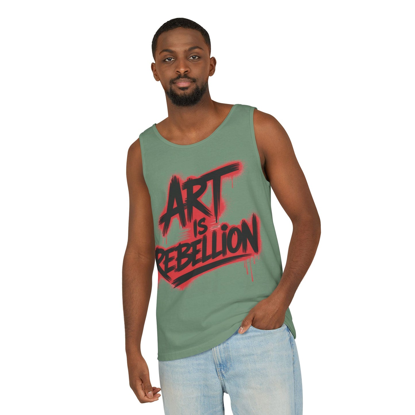 Men's Garment-Dyed Tank Top, Art Is Rebellion Men's Tank Top, Graffiti Street Art Muscle Shirt, Urban Rebellion Sleeveless Top