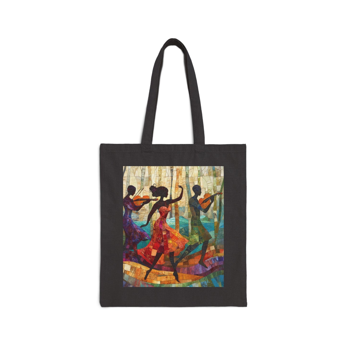 Dancing Silhouettes Cotton Tote Bag, Art Lover Gift, Beach Bag, Eco-Friendly Shopping Tote, Bohemian Style, Festival Essentials