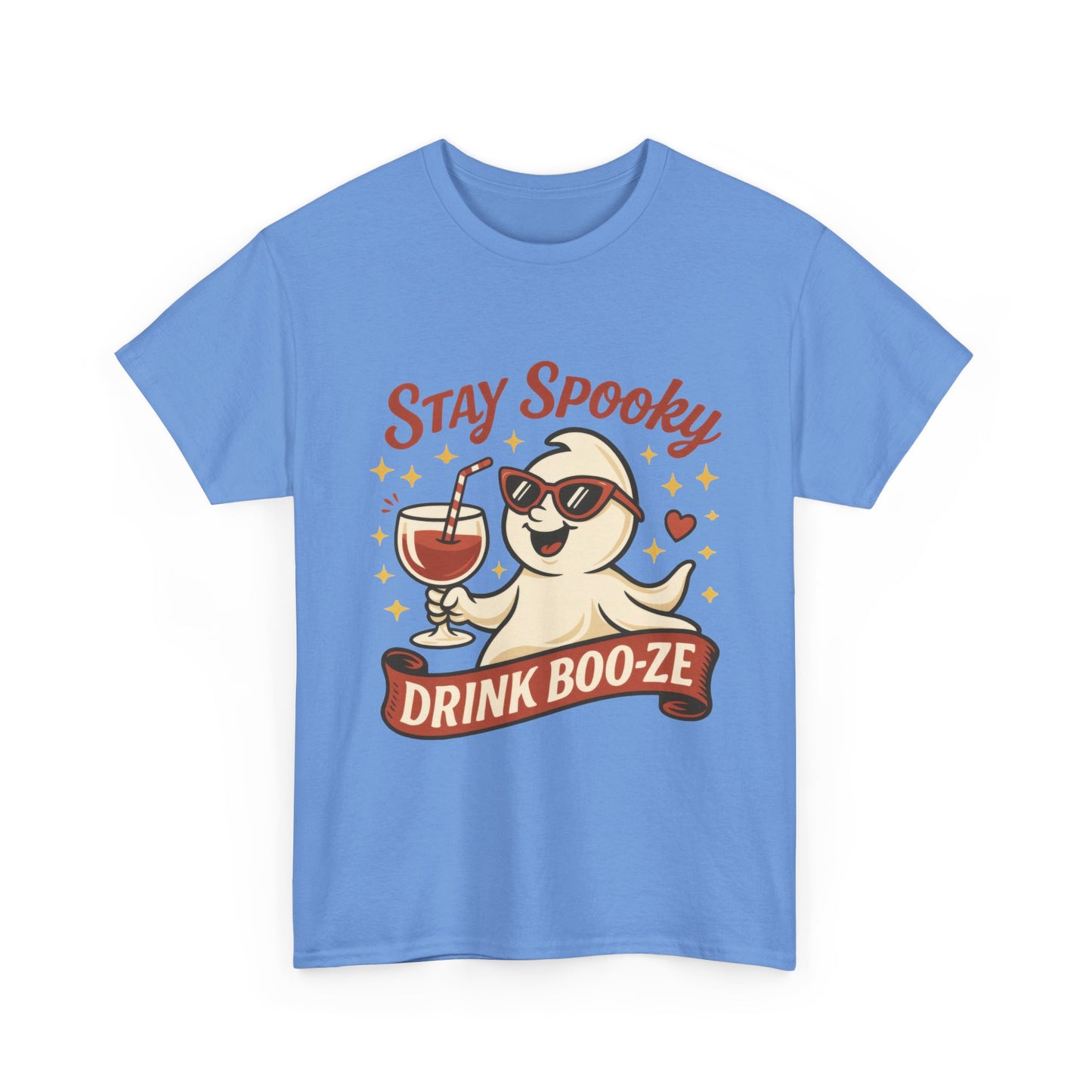 Stay Spooky Drink Boo-ze Women's T-Shirt, Funny Ghost Wine Halloween Party Graphic Tee