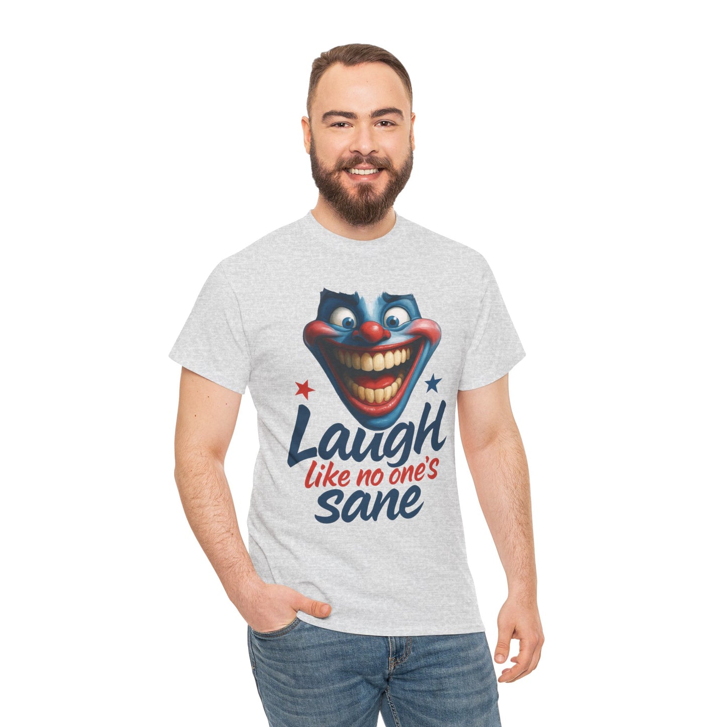 Funny Clown Face Unisex Heavy Cotton Tee, Creepy Clown Face T-Shirt, Humor T-Shirt,Clown Theme Shirt, Funny Horror Graphic Tee