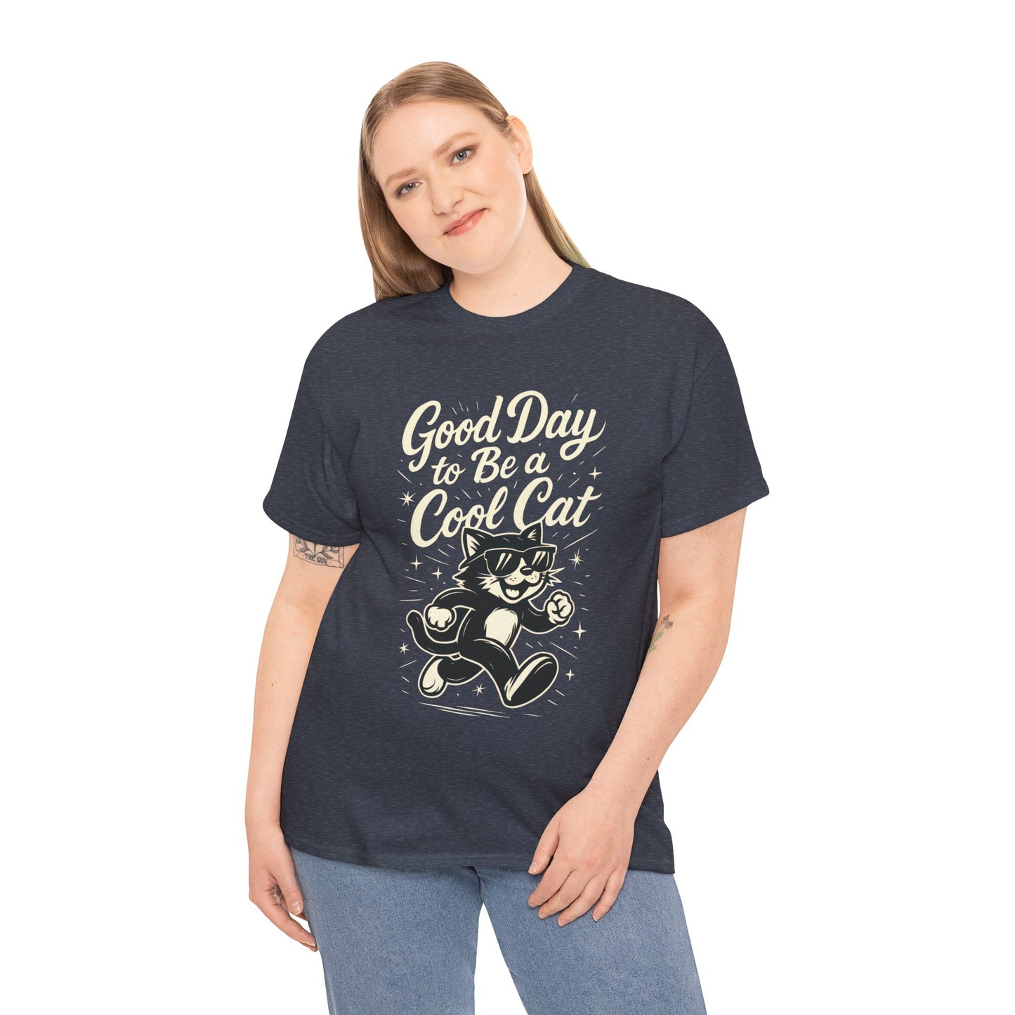Good Day to Be a Cool Cat Womens Shirt - Funny Retro Kitty Graphic Tee for Women - Cute Cat Lover Gift, Fun T-Shirt, Unique Everyday Wear