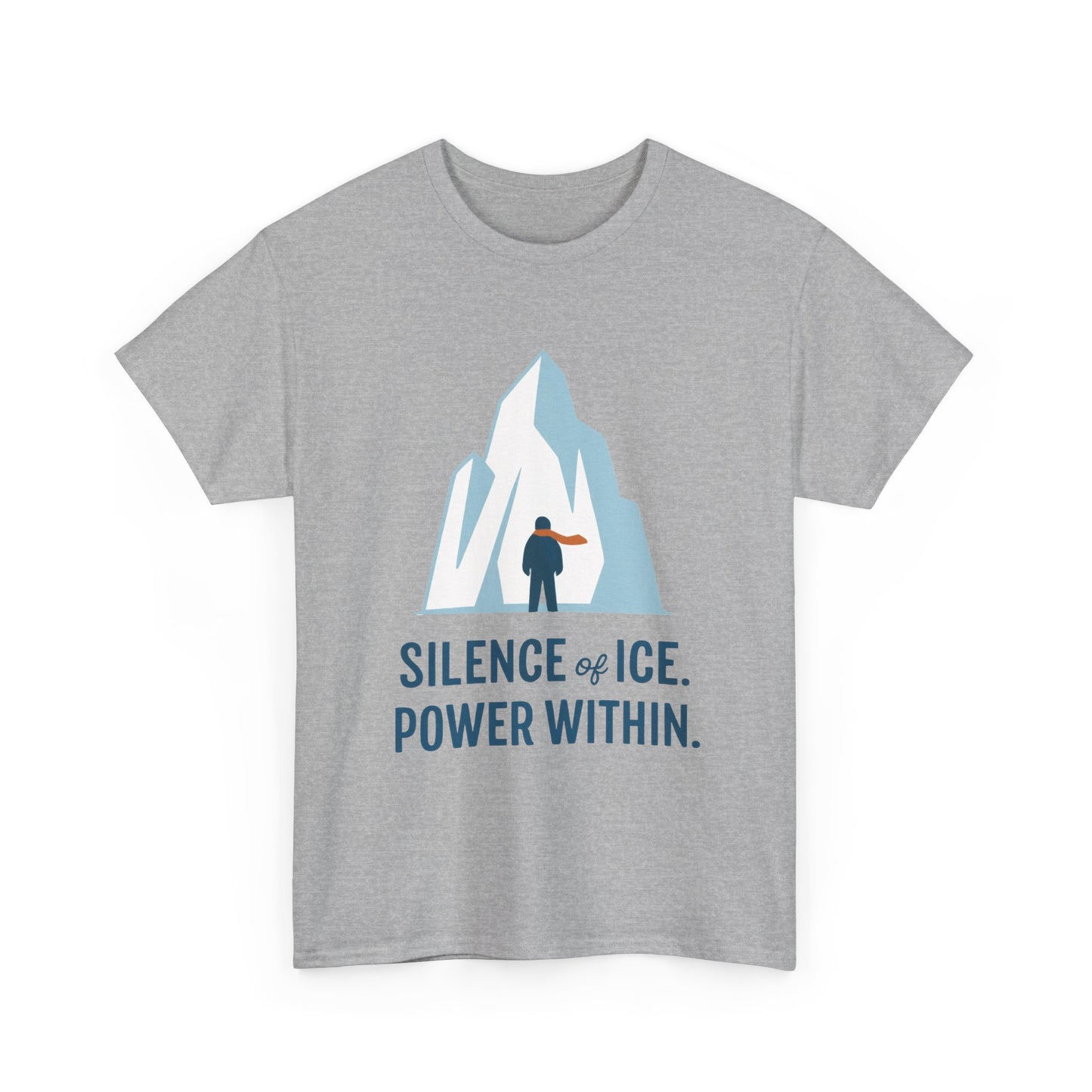 Silence of Ice Power Within Mens T-Shirt, Minimalist Nordic Iceberg Graphic Tee