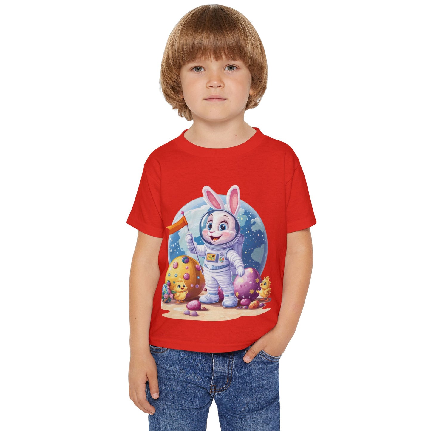 Kids Easter Astronaut Bunny T-Shirt, Space Bunny with Eggs, Galaxy Adventure Tee, Cute Bunny Gift for Boys and Girls, Easter Gift Toddler