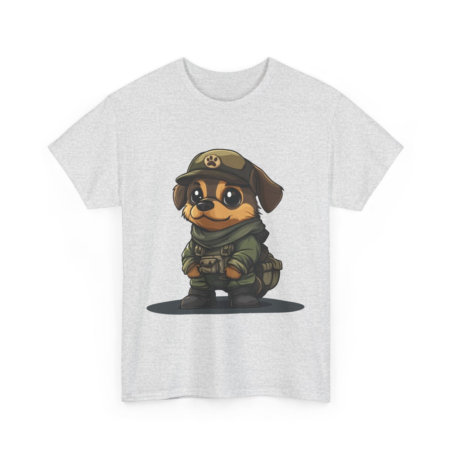 Funny Dog Soldier Tee, Cute Military Dog Cartoon Unisex Heavy Cotton Tee , Pet Lover Gift, Gift for Dog Owners, Gift for Army Fans