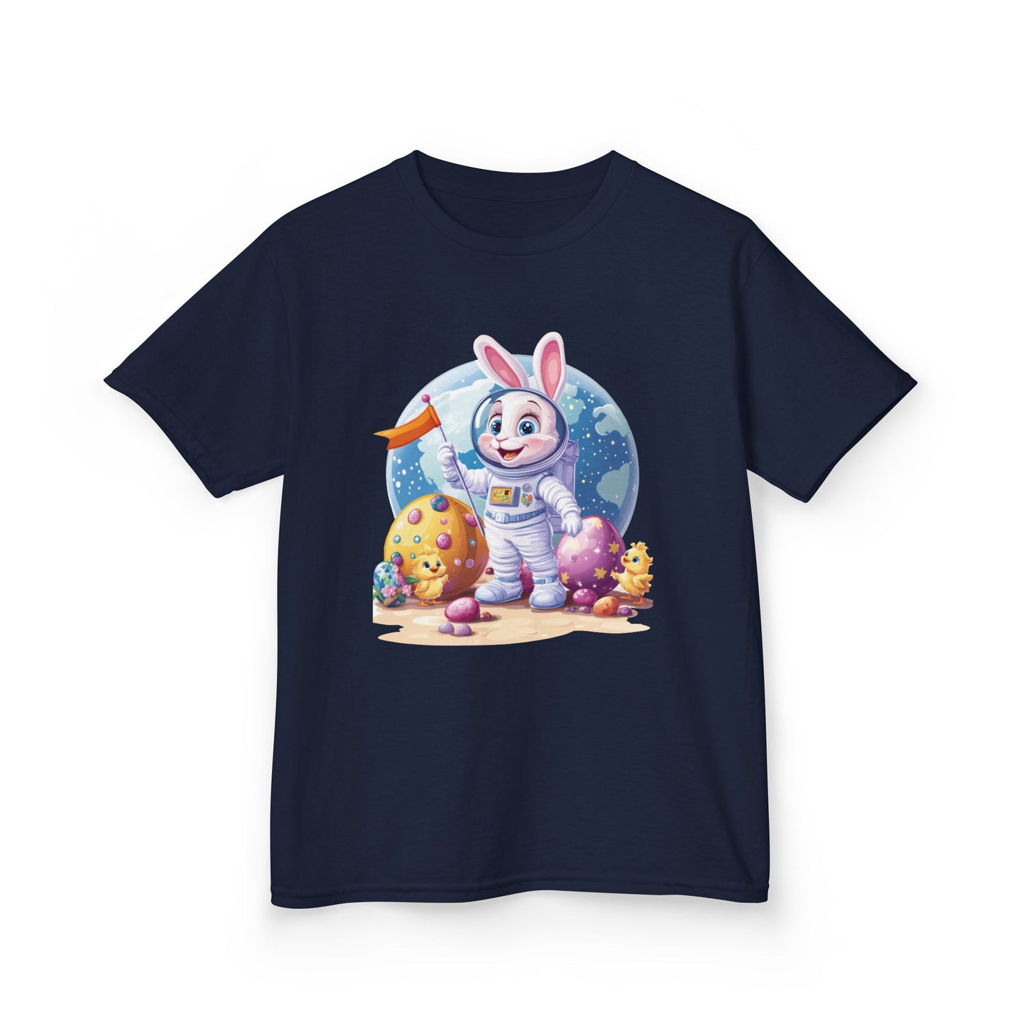 Kids Easter Astronaut Bunny T-Shirt, Space Bunny with Eggs, Galaxy Adventure Tee, Cute Bunny Gift for Boys and Girls