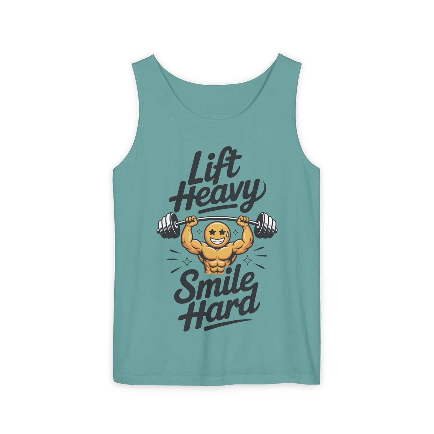 Mens Lift Heavy Smile Hard Tank Top, Funny Gym Workout Fitness Shirt, Mens Funny Gym Tank