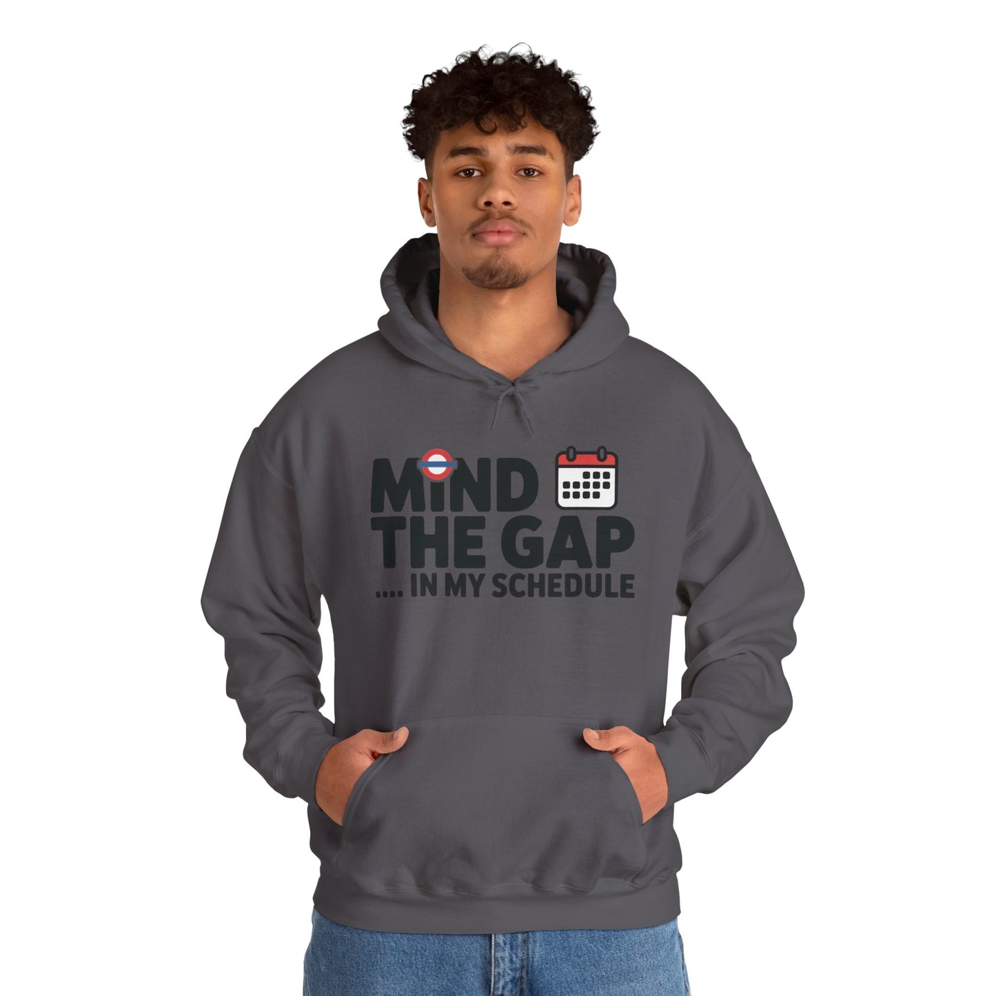 Men's Hoodie Funny Mind The Gap, London Tube Inspired Office Humor Hoodie, Comfy Graphic Sweatshirt