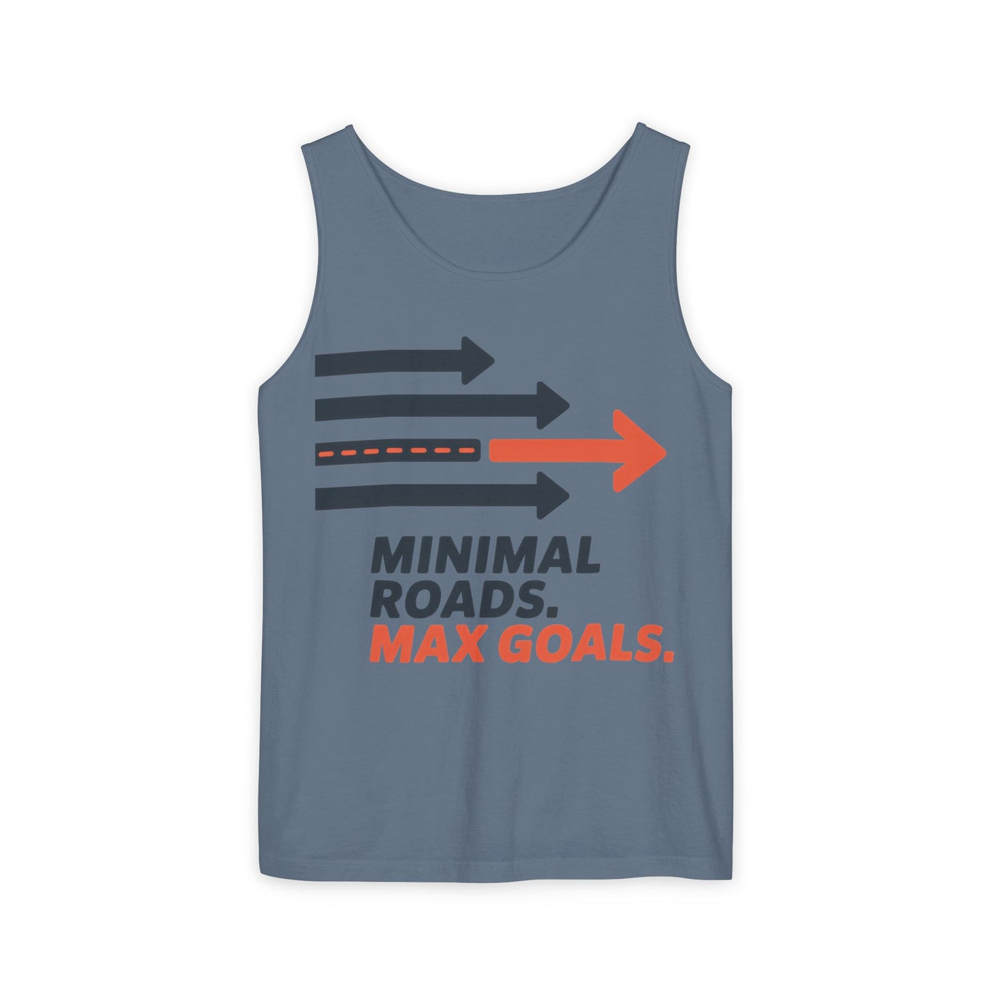Mens Garment-Dyed Tank Top, Minimal Roads Max Goals Motivational Mens Tank Top