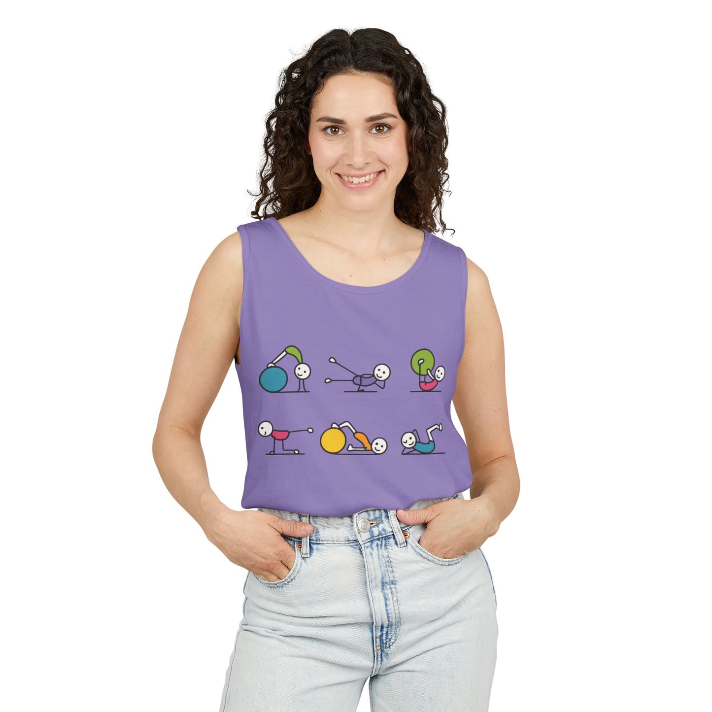 Womens Garment-Dyed Tank Top, Fit Fun Pilates Womens Tank Top, Cute Workout Shirt, Funny Yoga Gym Top for Women