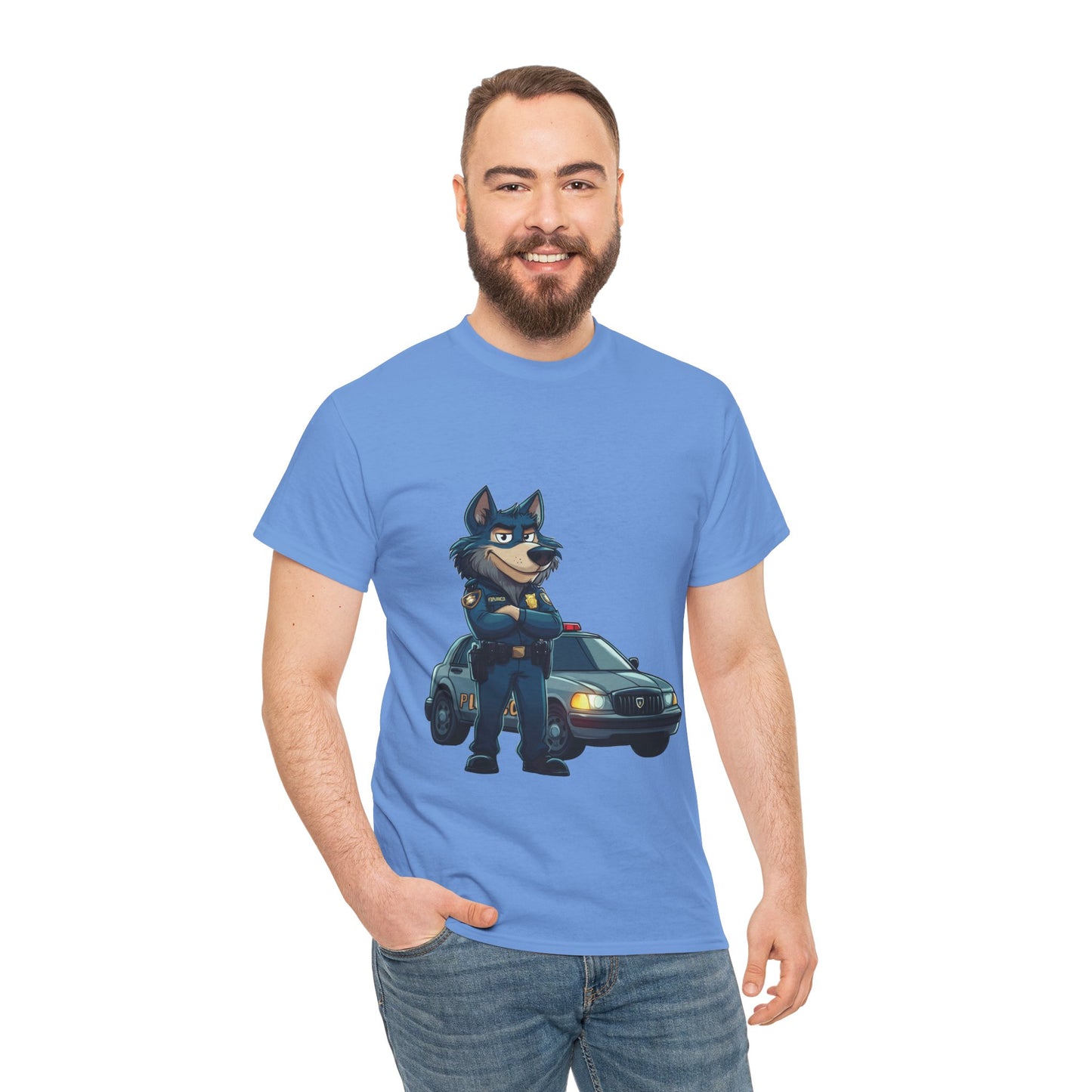 Cool Police Wolf Cartoon Shirt, Funny Cop Animal Graphic Tee, Law Enforcement Gift T-Shirt, Tee for Dog Lovers, Gifts for Police Week