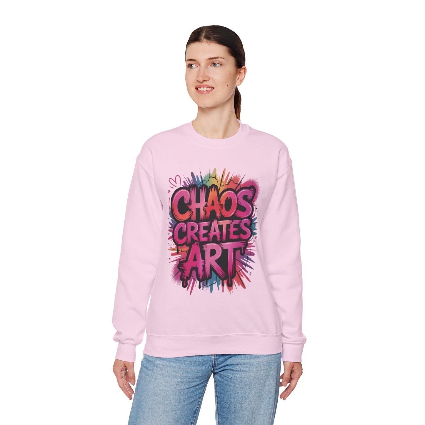 Women's Heavy Blend™ Crewneck Sweatshirt, Chaos Creates Art Graffiti Sweatshirt, Streetwear Sweatshirt