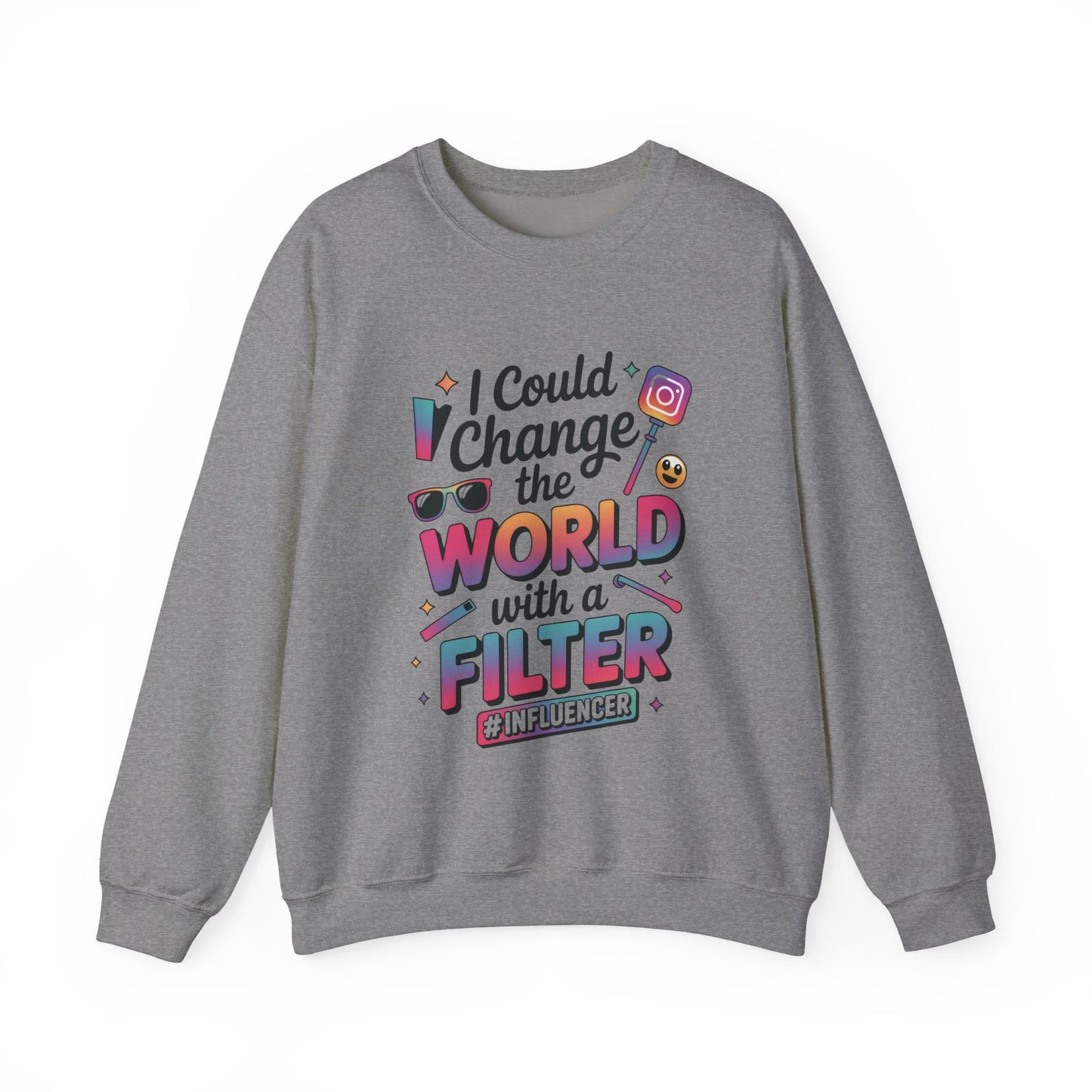 Womens Heavy Blend™ Crewneck Sweatshirt, Womens Influencer Sweatshirt, Funny Social Media Pullover, Cute Trendy Graphic Top