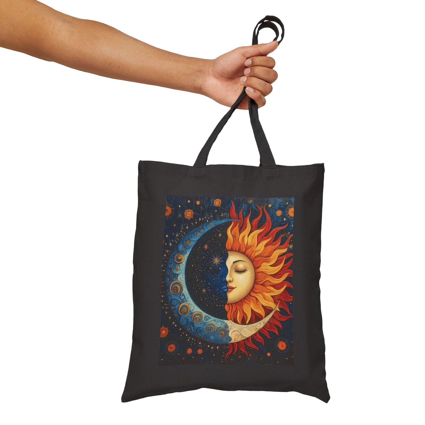 Sun and Moon Cotton Canvas Tote Bag, Eco-Friendly Tote, Boho Chic Bag, Nature Lover Gift, Astrology Tote, Reusable Grocery Bag