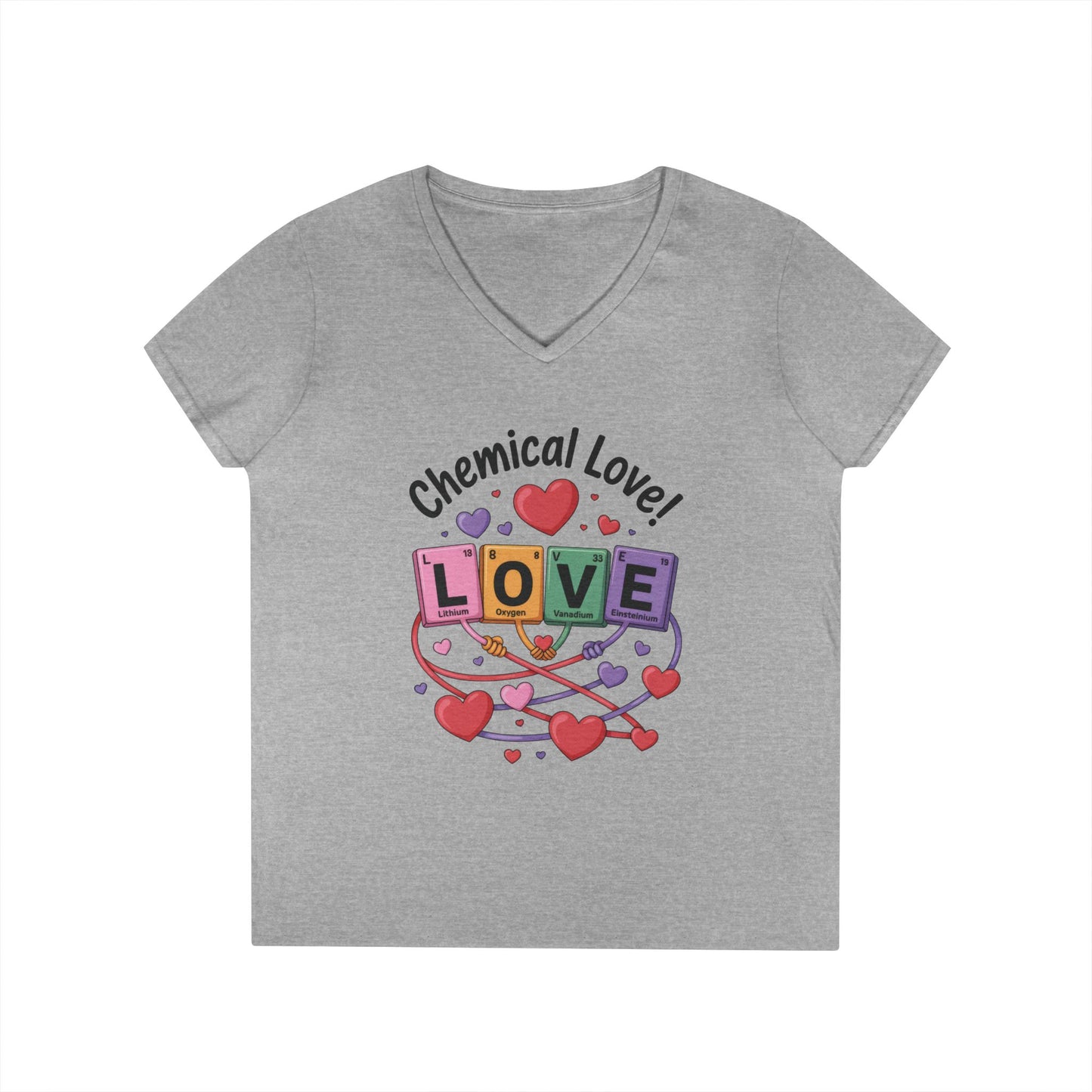 Chemical Love V-Neck T-Shirt, Cute Chemistry Shirt, Valentine's Day Gift, Science Lover Apparel, Funny Graphic Tee