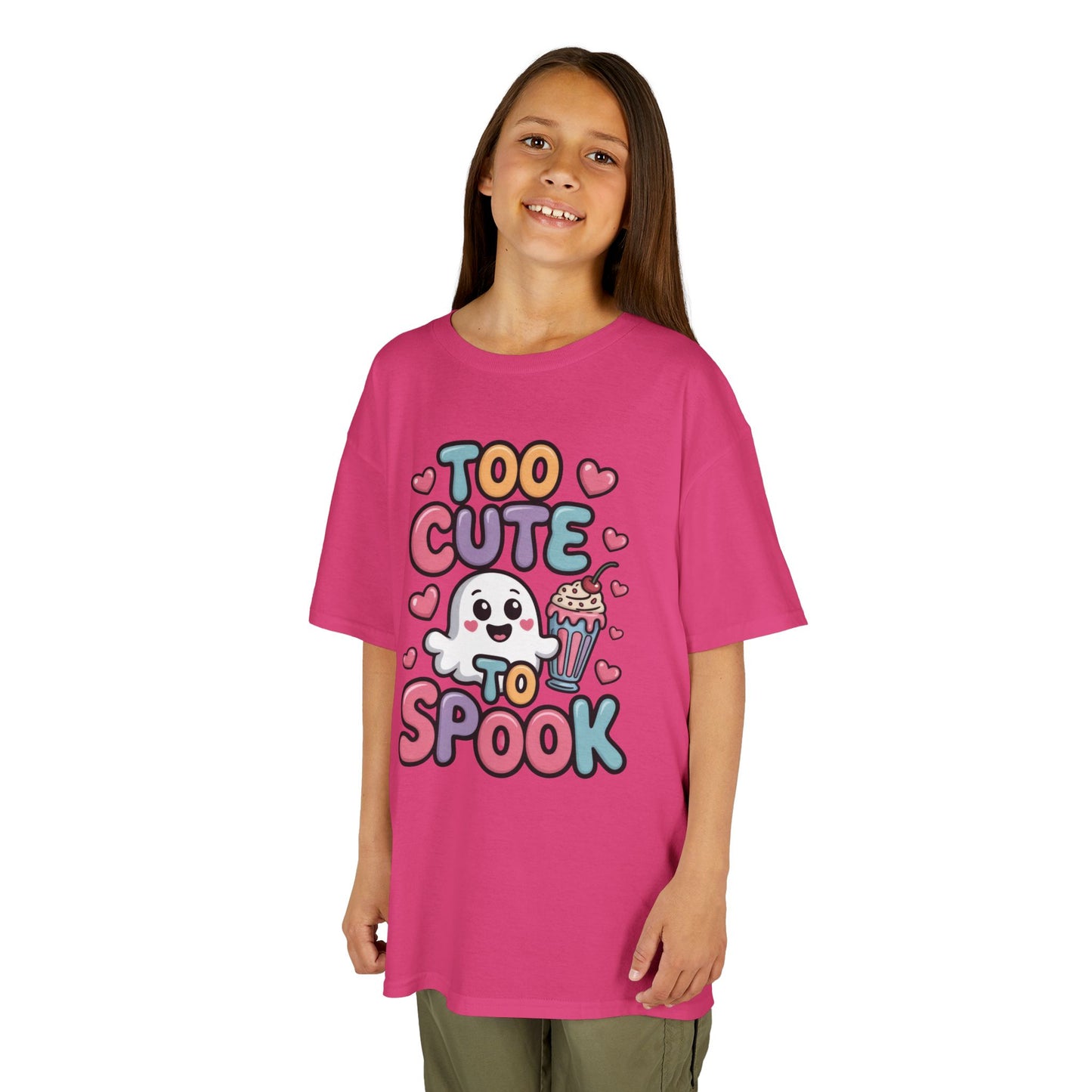 Kids Too Cute To Spook T-Shirt, Cute Ghost Milkshake Shirt, Kawaii Halloween Tee for Boys & Girls