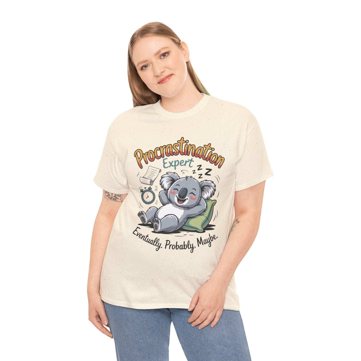 Procrastination Expert Cotton Tee, Funny T-Shirt, Cute Koala Design, Gift for Students, Relaxed Fit Shirt, Gift for Animal Lovers