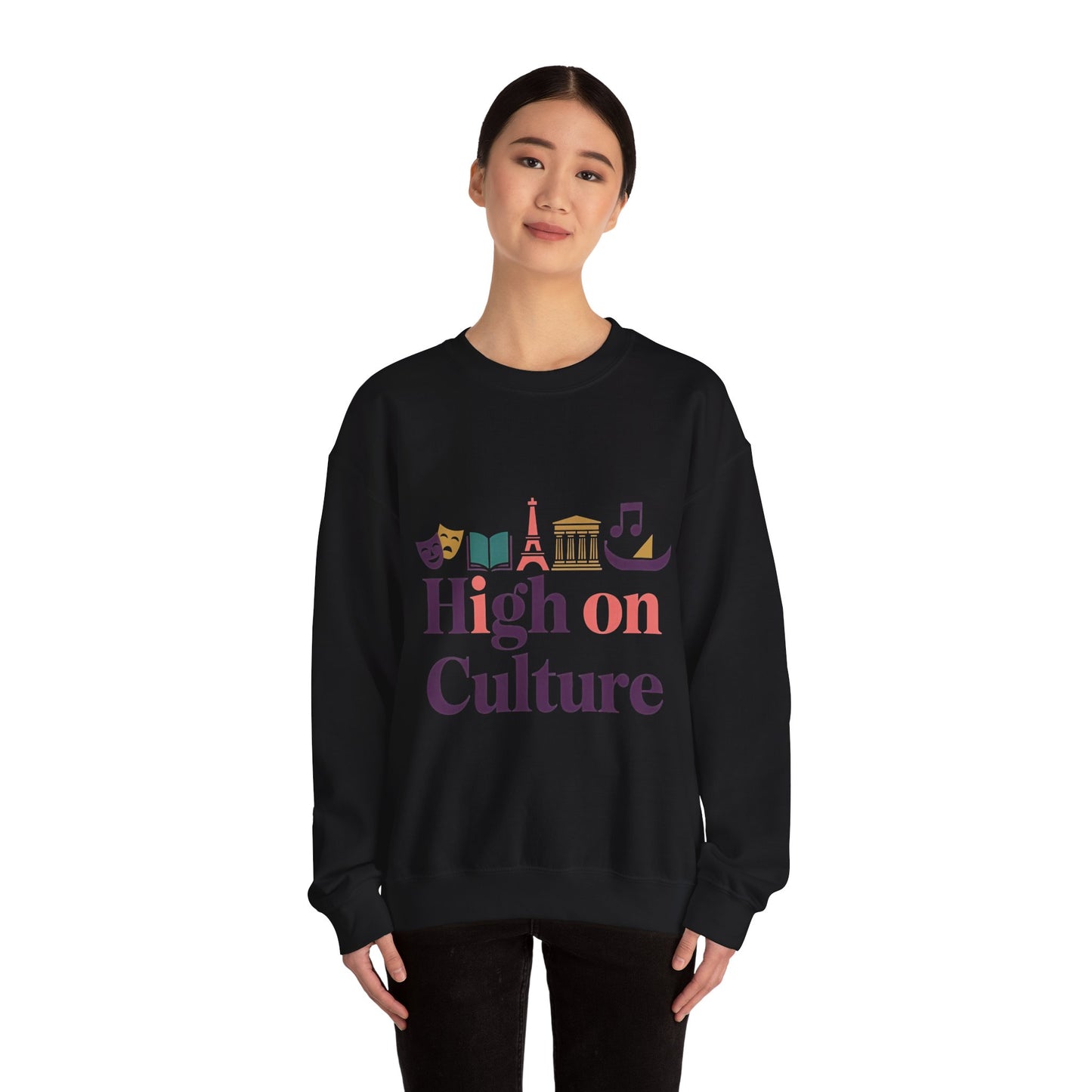 Womens Heavy Blend™ Crewneck Sweatshirt, High on Culture Womens Sweatshirt, Stylish Cultural Graphic Top