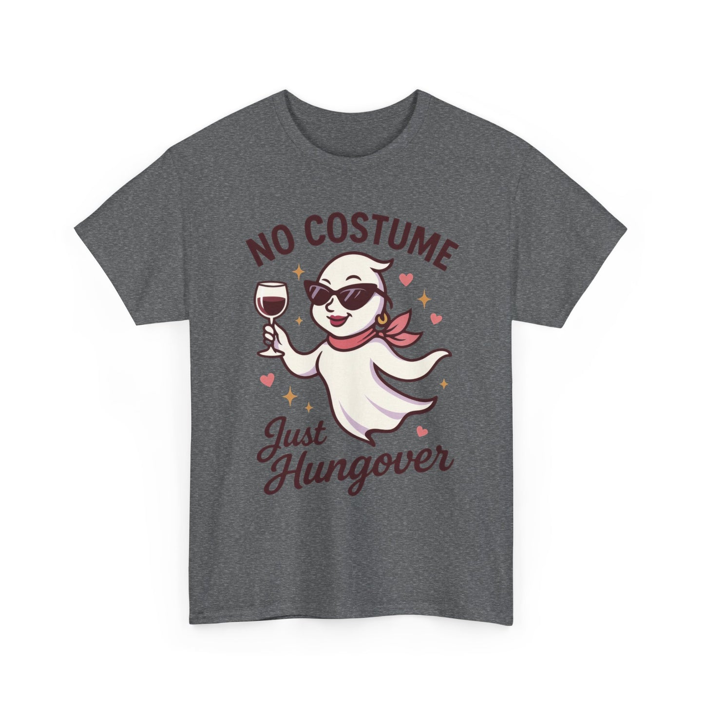 No Costume Just Hungover Women's T-Shirt, Funny Ghost Wine Halloween Party Graphic Tee