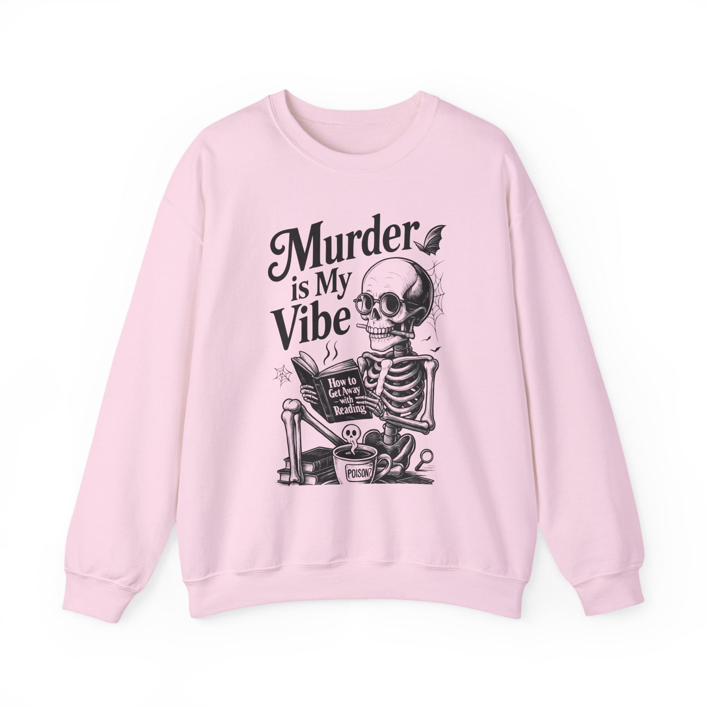 Womens Murder is My Vibe Crewneck Sweatshirt, Cozy Gift for Halloween, Unique Sweatshirt, Skull Graphic, Fall Fashion, Unisex Pullover