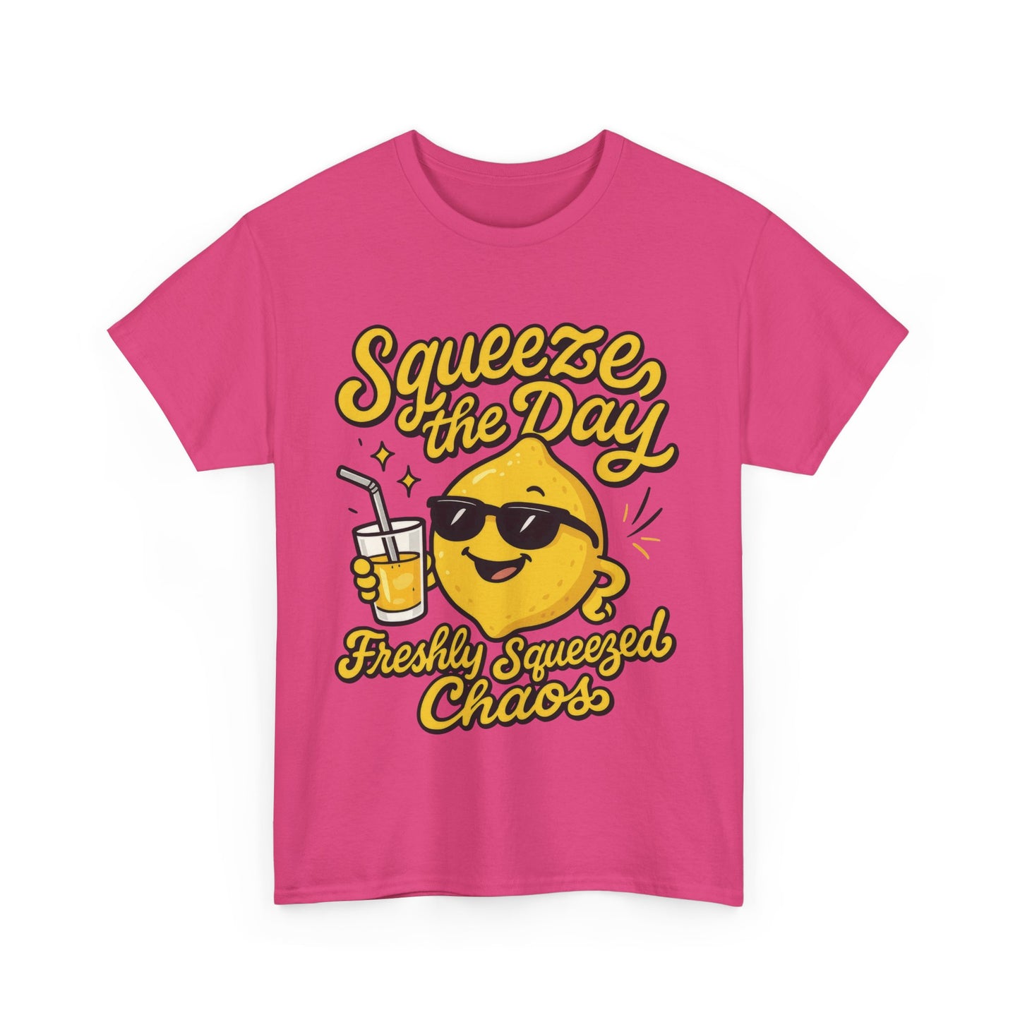 Funny Lemon Shirt for Women - Squeeze The Day Freshly Squeezed Chaos Tee - Cute Positive Citrus Graphic Tee, Fun Summer Tee for Beach Vibes