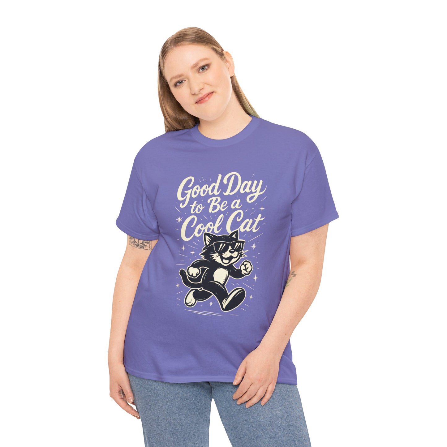 Good Day to Be a Cool Cat Womens Shirt - Funny Retro Kitty Graphic Tee for Women - Cute Cat Lover Gift, Fun T-Shirt, Unique Everyday Wear