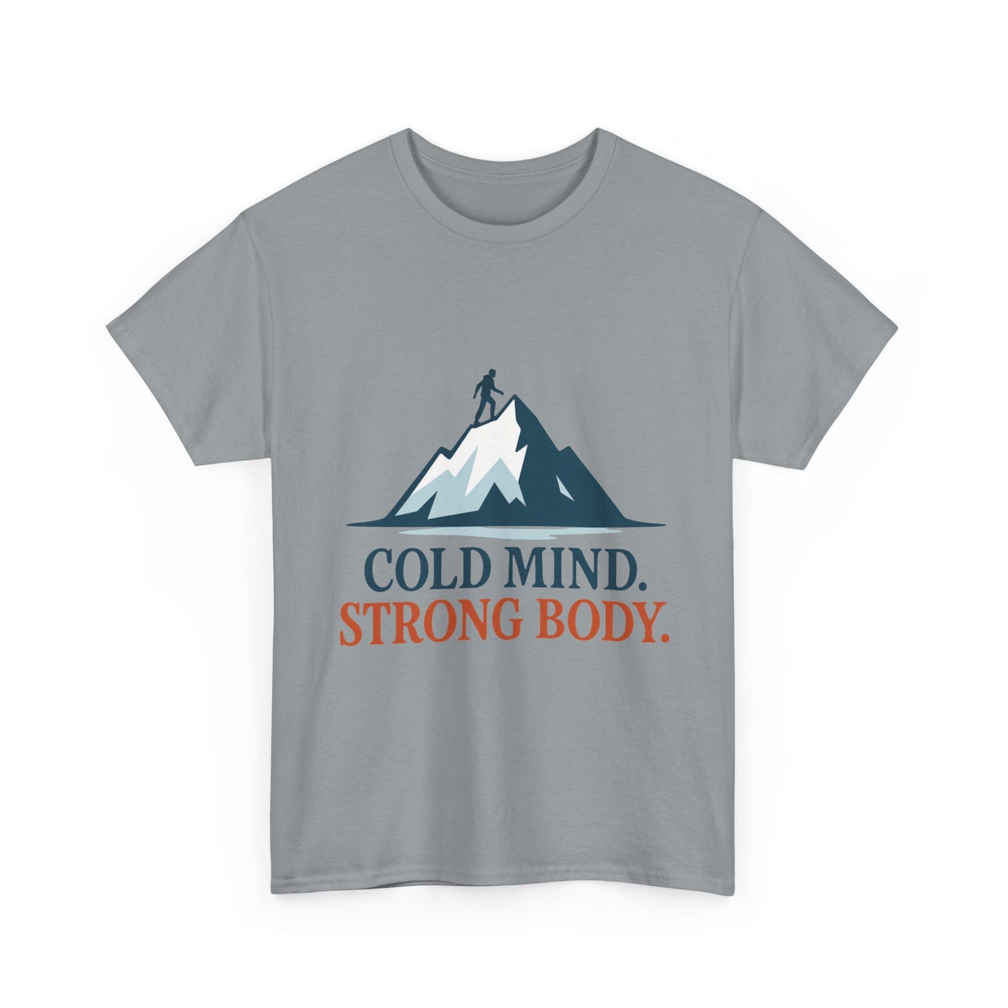 Cold Mind Strong Body Mens T-Shirt, Nordic Minimalist Mountain Hiking Tee