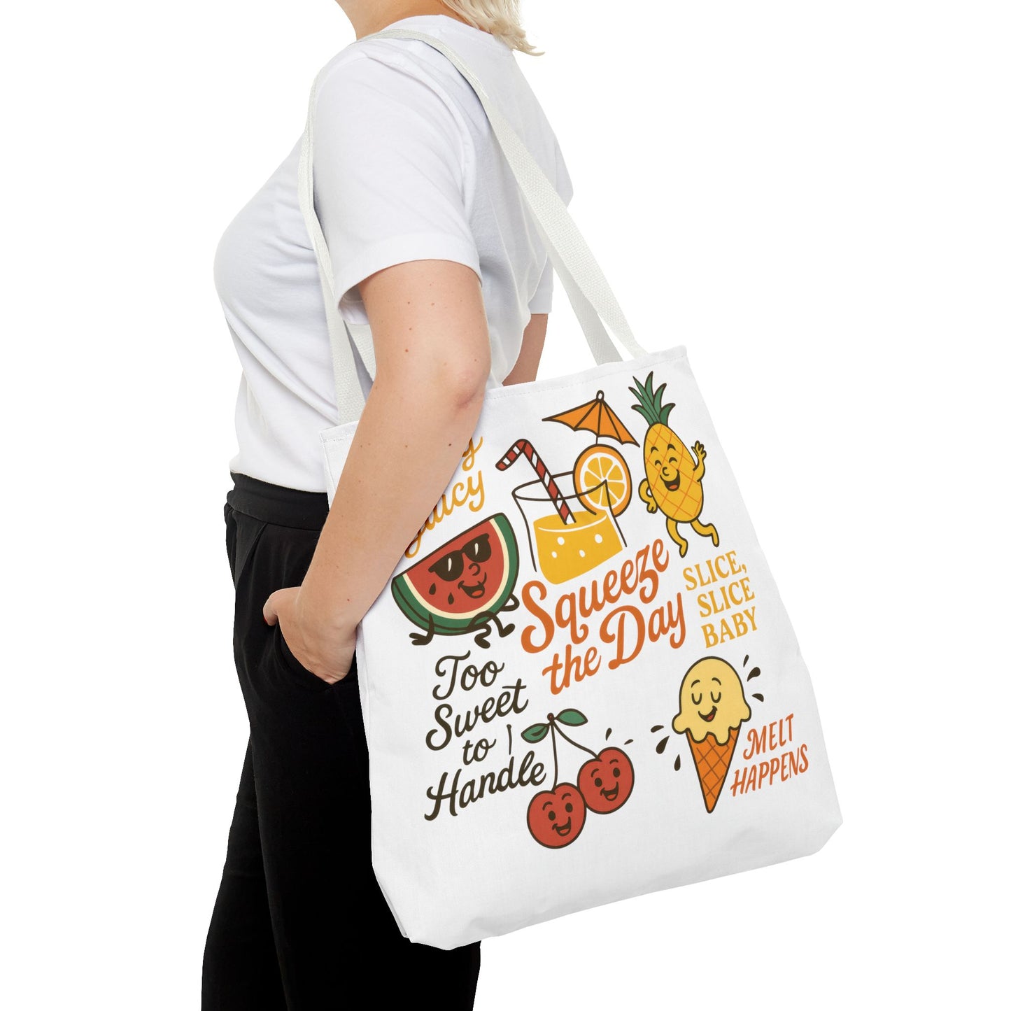Juicy Summer Tote Bag, Fun Beach Carryall, Perfect for Grocery Shopping, Reusable Market Tote, Cute Gift for Fruit Lovers, Large Tote Bag