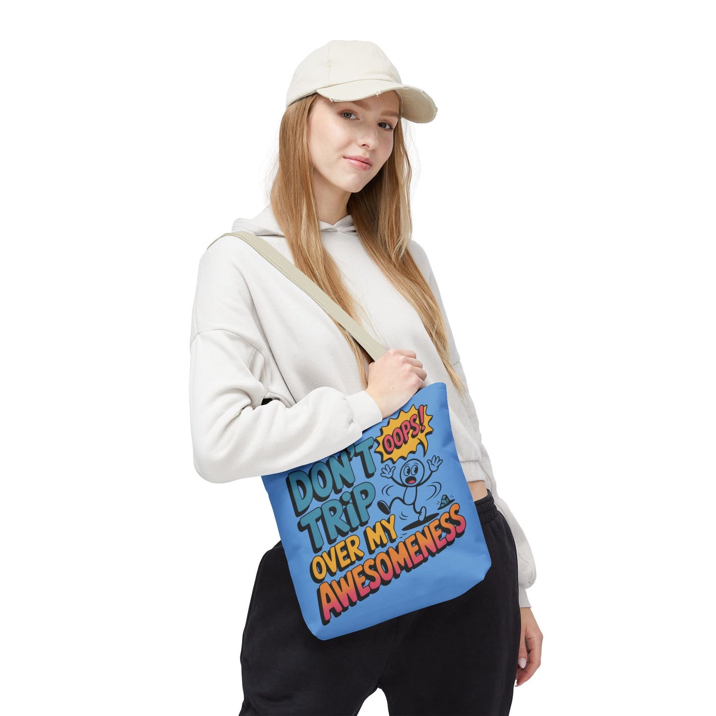 Funny Tote Bag - "Don't Trip Over My Awesomeness" - Perfect for Gifts, Beach Days, Shopping, & More!, , Large Tote Bag, beach weekender bag
