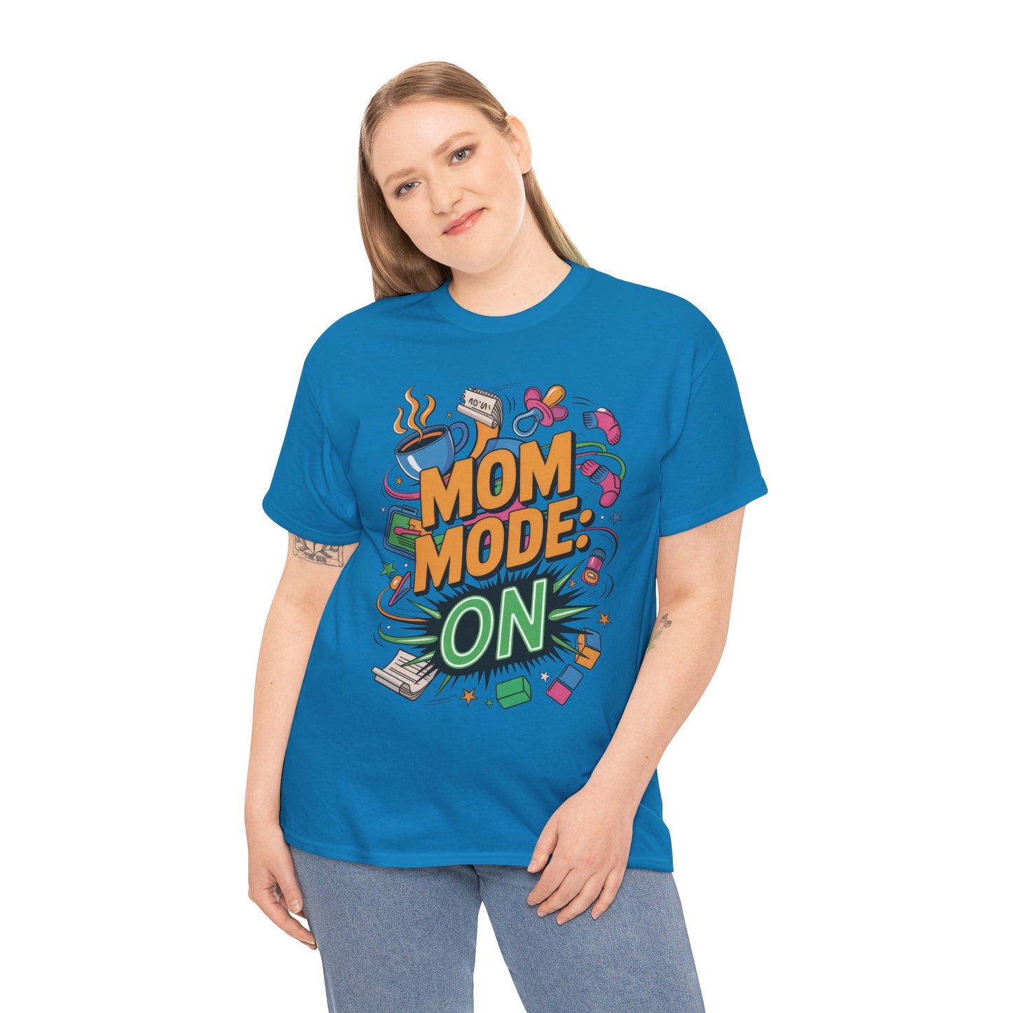 Mom Mode ON Cotton Tee, Funny Mom T-Shirt, Gift for Mothers, Parent Life Apparel, Mother's Day Humor T-Shirt, Cute Mama Life Graphic Tee