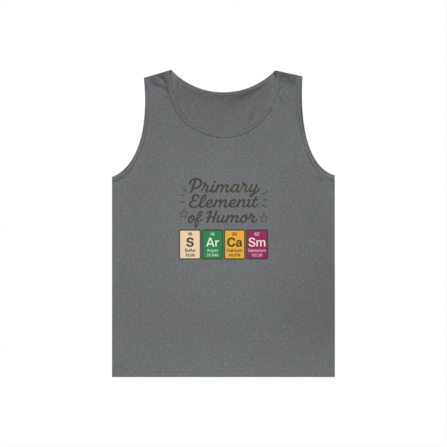 Sarcasm Tank Top for Men, Funny Chemistry Shirt, Science Humor Sleeveless Tee, Nerdy Summer Gym Shirt for Him, Chemistry Elements