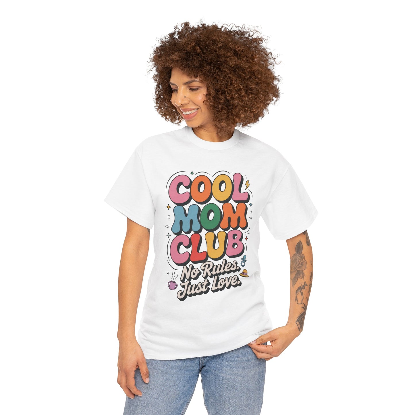 Cool Mom Club Tee, Fun Cotton T-Shirt for Moms, Mothers Day Gift, Parenting Humor Apparel, Fun Mom Shirt, No Rules Just Love Retro Style