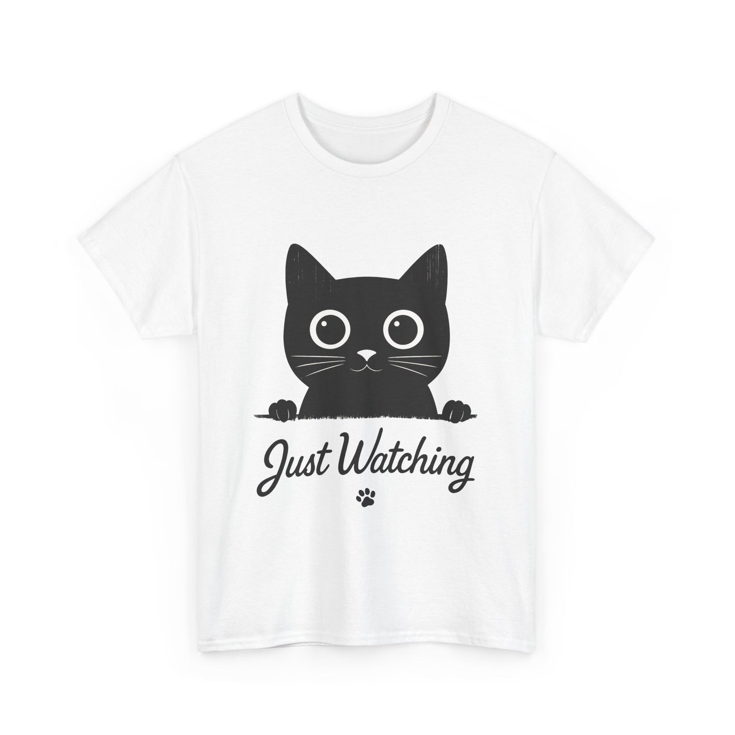 Cute Black Cat Shirt for Women - Just Watching Minimalist Kitty Tee - Funny Cat Lover Gift, Funny Pet Lover Gift, Animal Lover Tee