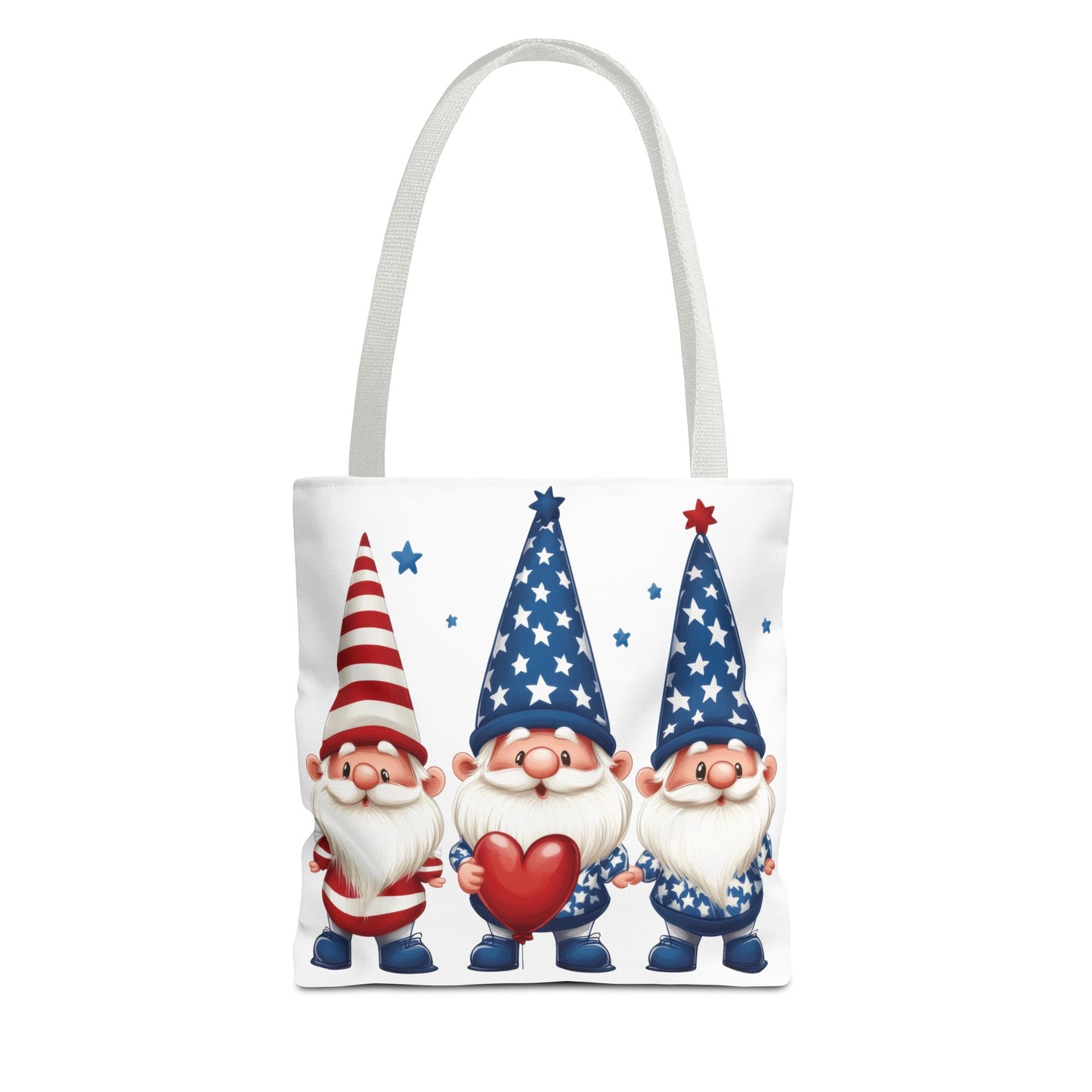 Patriotic Gnome Tote Bag, Stars and Stripes Reusable Grocery Bag, Cute Gnome Summer Bag, Holiday Gift Tote, Eco-Friendly Shopping Bag