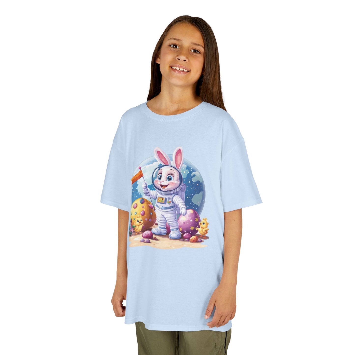 Kids Easter Astronaut Bunny T-Shirt, Space Bunny with Eggs, Galaxy Adventure Tee, Cute Bunny Gift for Boys and Girls