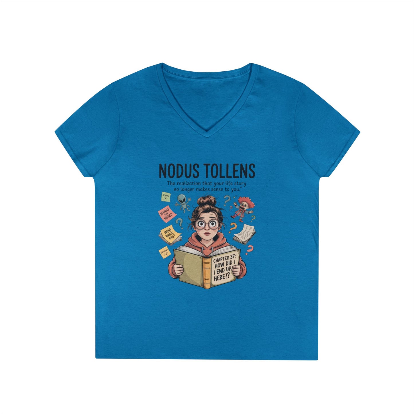 Nodus Tollens V-Neck T-Shirt, Women's Heavy Cotton Shirt, Latin Words, Moods & Modes, Self-Awareness, Quirky Humor Shirt