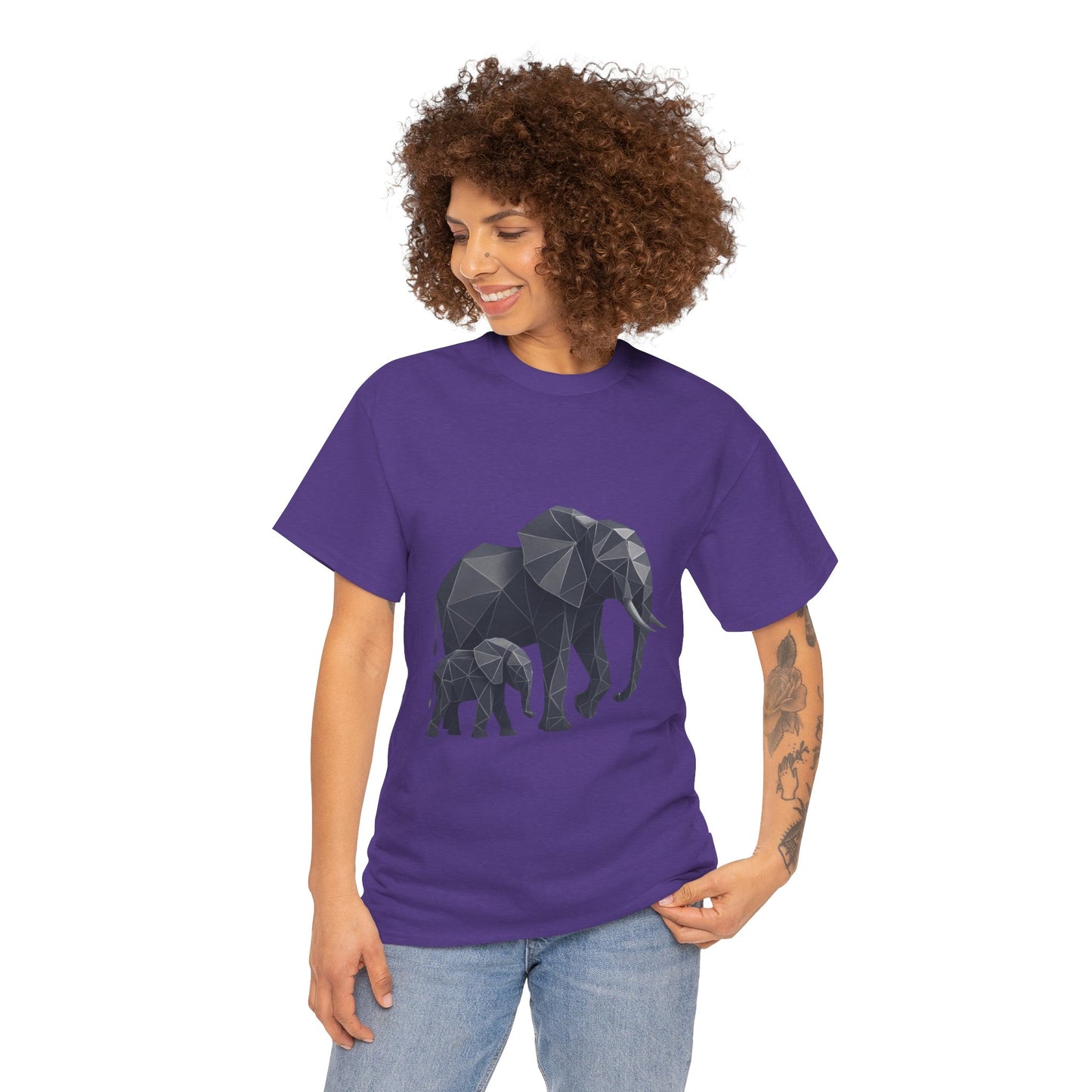 Geometric Elephant Tee - Minimalist Art Shirt, Nature Lover Gift, Animal Print T-Shirt, Unisex Cotton Tee, Eco-Friendly Wear