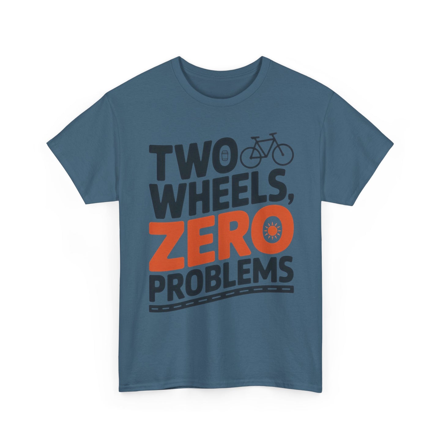 Two Wheels Zero Problems Mens Graphic Biker T-Shirt, Bike Humor Tee, Biker Gift